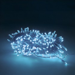 Guirnalda Luces Navidad 300 Leds Color Azul Hielo. Luz Navidad Interiores y Exteriores Ip44. Cable Transparente.