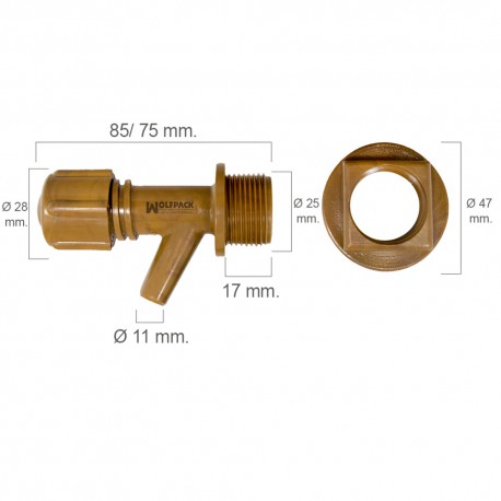 Grifo Barril Plástico Mini Con Tuerca 3/4"