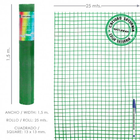 Malla Electrosoldada Plastificada Corral 13x13 / Altura 150 cm. / Rollo 25 metros