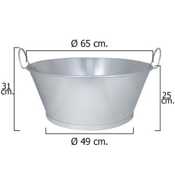 Barreño Galvanizado Baño  26"  65x25 cm. 54 Litros