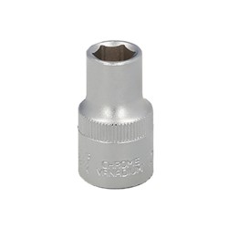 Llave Vaso 1/2" Hexagonal 12 mm. Perfil de 6 caras. Acero Cromo Vanadio, Aristas Redondas