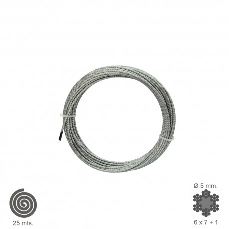 Cable Galvanizado    5 mm. (Rollo 25 Metros) No Elevacion